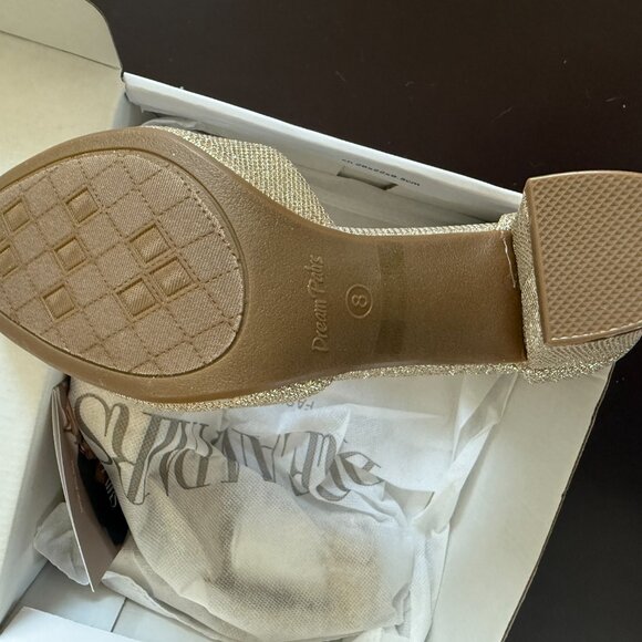 DREAM PAIRS Women’s Gold Glitter Block Heel Ankle Strap Pumps – Size 8 - Picture 4 of 7